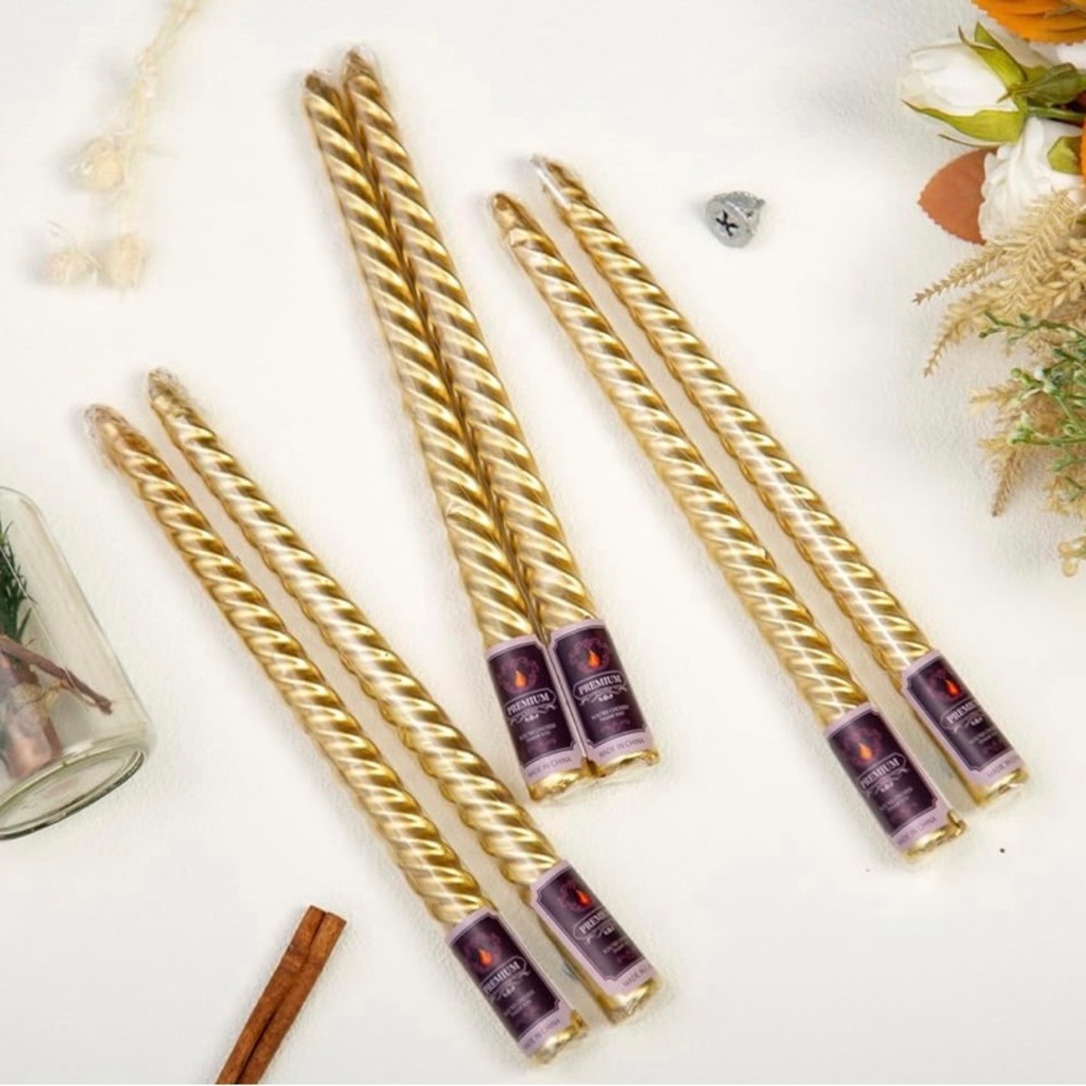 Spiral twisted tapered Unscented candles set of 6
